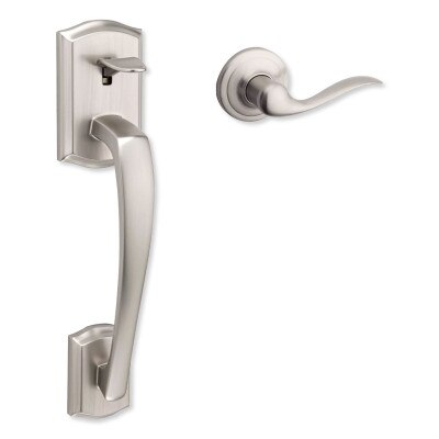 Kwikset Prescott Handle with Tustin Lever, Satin Nickel